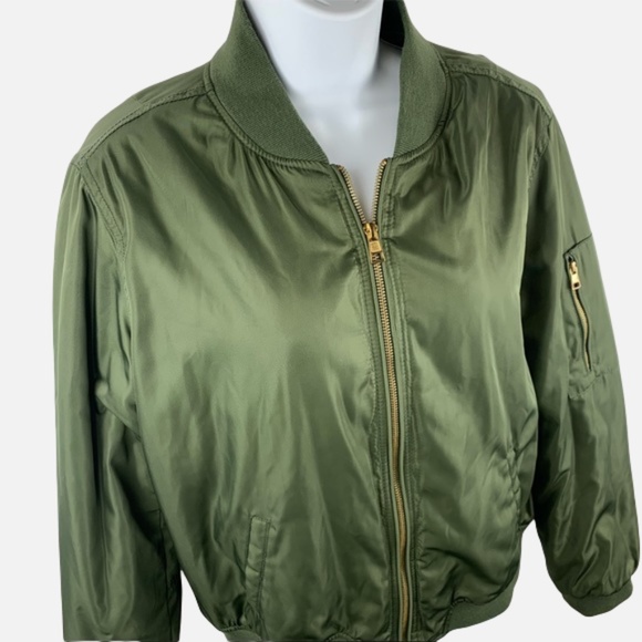 La Hearts Jackets & Blazers - L.A. Hearts Olive Green Zip Up Puffer Bomber Jacket